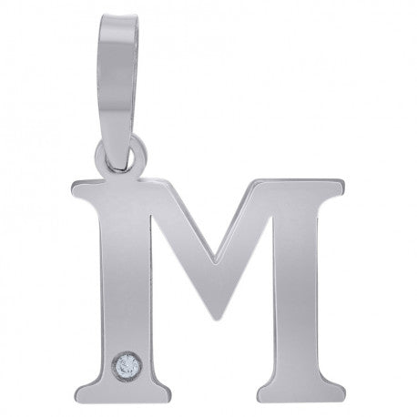 925 Sterling Silver Initial "M" Letter Pendant
