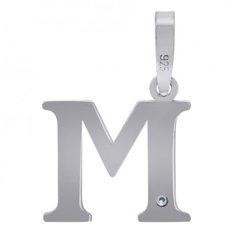 925 Sterling Silver Initial "M" Letter Pendant