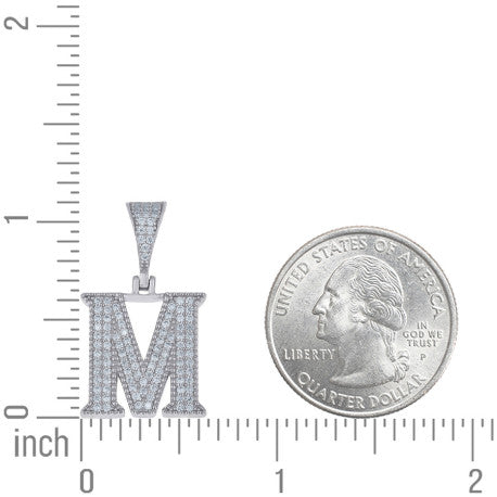 925 Sterling Silver Initial "M" Moissanite