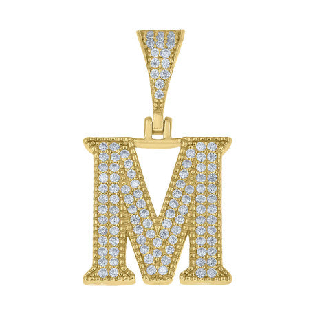 925 Sterling Silver Initial "M" Moissanite