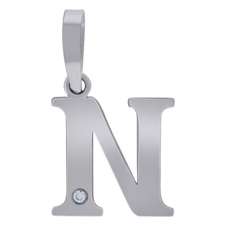 925 Sterling Silver Initial "N" Letter Pendant