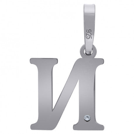 925 Sterling Silver Initial "N" Letter Pendant