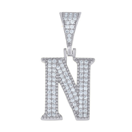 925 Sterling Silver Initial "N" Moissanite