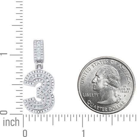 925 Sterling Silver Initial Number Moissanite Pendant