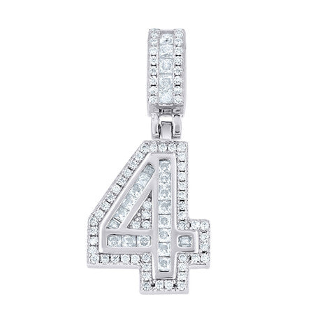 925 Sterling Silver Initial Number Moissanite Pendant