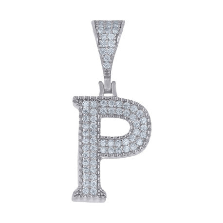 925 Sterling Silver Initial "P" Moissanite