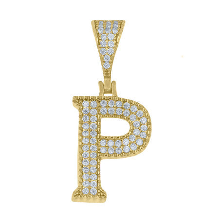 925 Sterling Silver Initial "P" Moissanite