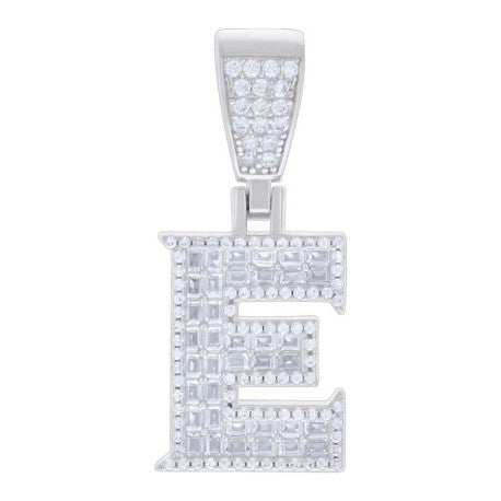 925 Sterling Silver Initial Pendant "E"