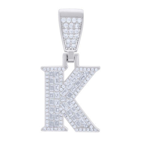 925 Sterling Silver Initial Pendant "K"