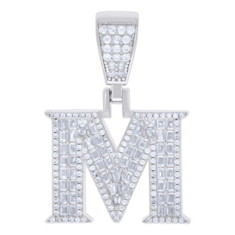 925 Sterling Silver Initial Pendant "M"