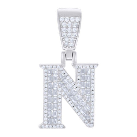 925 Sterling Silver Initial Pendant "N"