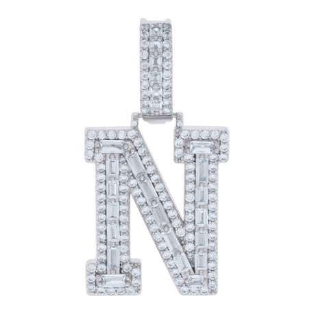 925 Sterling Silver Initial Pendant "N"