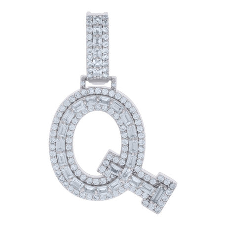 925 Sterling Silver Initial Pendant "Q"
