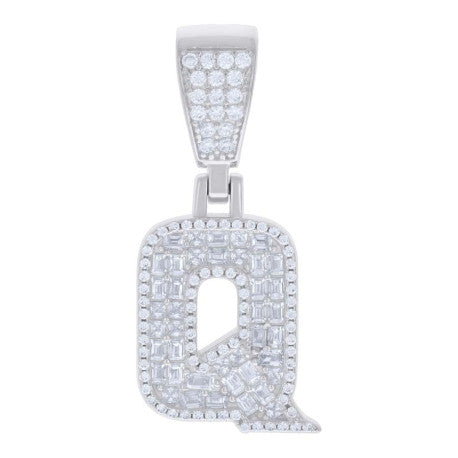 925 Sterling Silver Initial Pendant "Q"