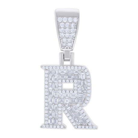 925 Sterling Silver Initial Pendant "R"