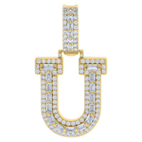 925 Sterling Silver Initial Pendant "U"