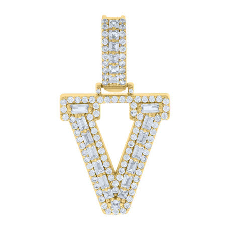 925 Sterling Silver Initial Pendant "V"