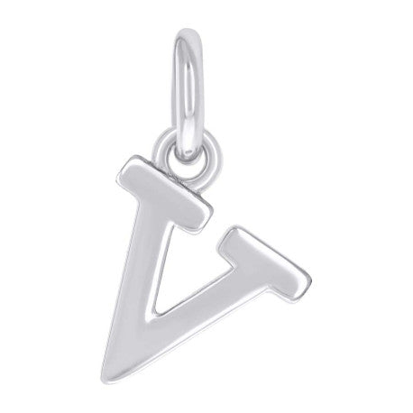 925 Sterling Silver Initial Pendant "V"
