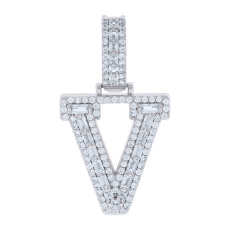 925 Sterling Silver Initial Pendant "V"