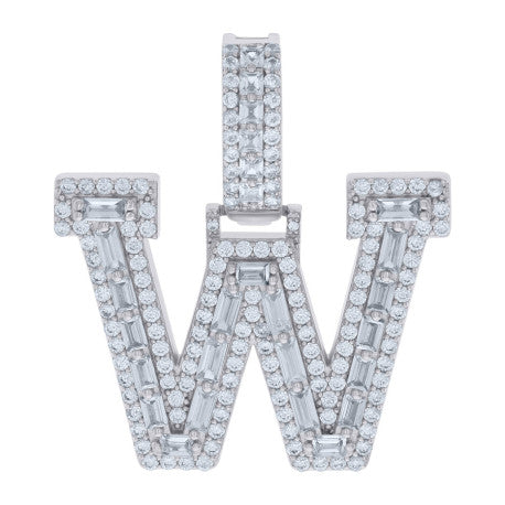 925 Sterling Silver Initial Pendant "W"