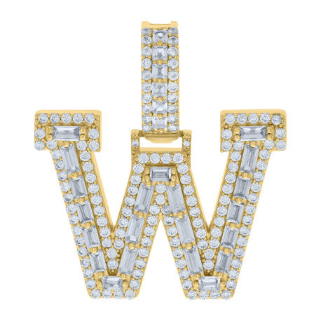 925 Sterling Silver Initial Pendant "W"