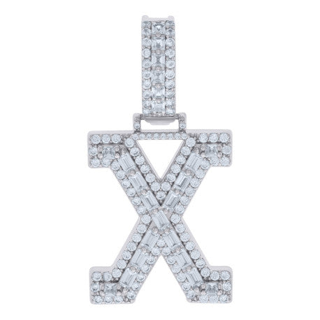 925 Sterling Silver Initial Pendant "X"