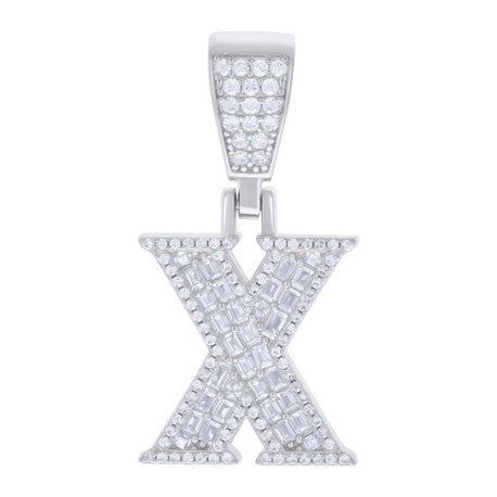 925 Sterling Silver Initial Pendant "X"