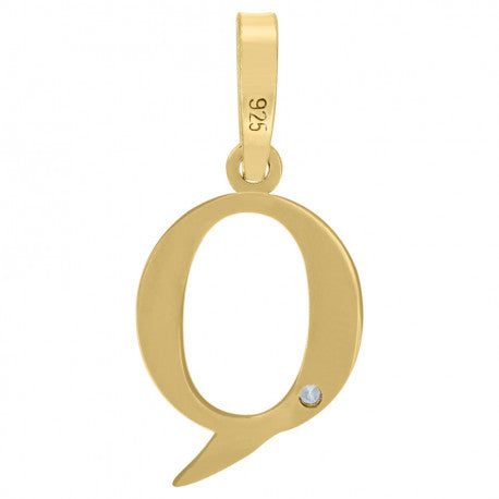 925 Sterling Silver Initial "Q" Letter Pendant