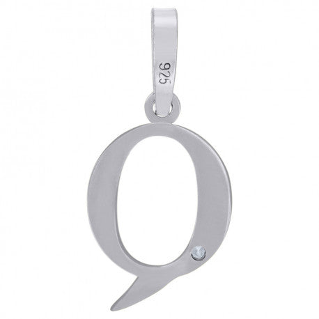 925 Sterling Silver Initial "Q" Letter Pendant