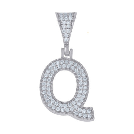 925 Sterling Silver Initial "Q" Moissanite