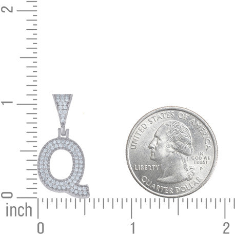 925 Sterling Silver Initial "Q" Moissanite