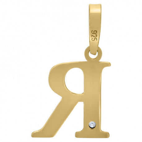 925 Sterling Silver Initial "R" Letter Pendant