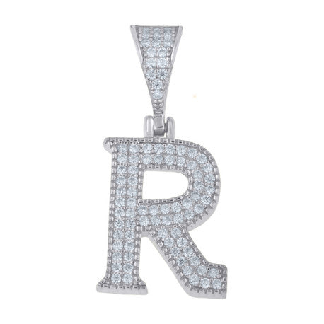 925 Sterling Silver Initial "R" Moissanite