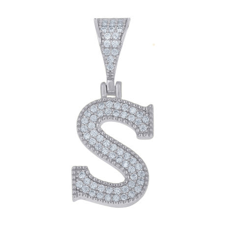 925 Sterling Silver Initial "S" Moissanite