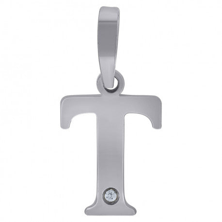 925 Sterling Silver Initial "T" Letter Pendant