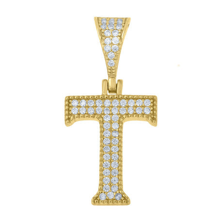 925 Sterling Silver Initial "T" Moissanite