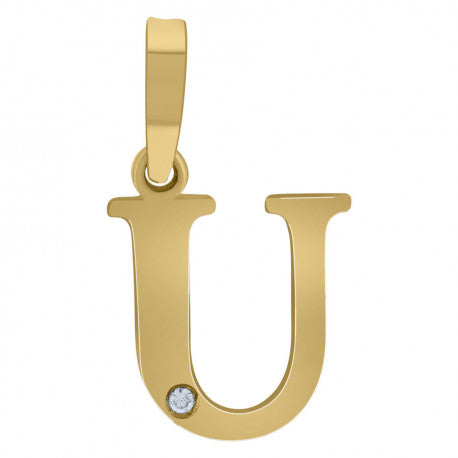 925 Sterling Silver Initial "U" Letter Pendant