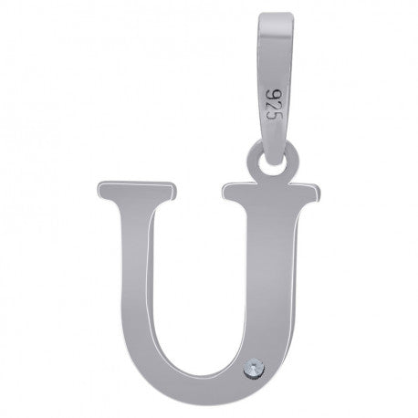 925 Sterling Silver Initial "U" Letter Pendant