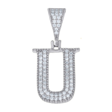 925 Sterling Silver Initial "U" Moissanite
