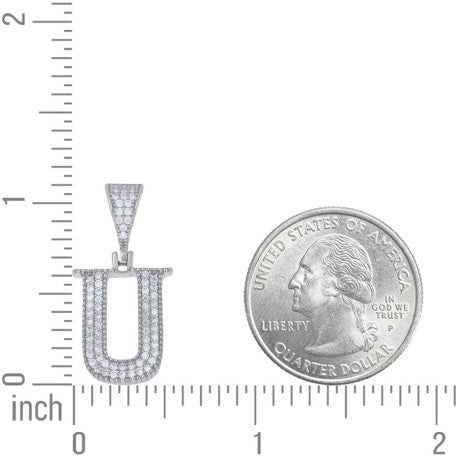 925 Sterling Silver Initial "U" Moissanite