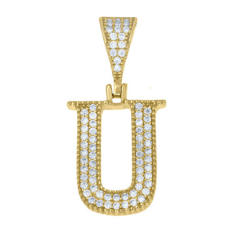 925 Sterling Silver Initial "U" Moissanite