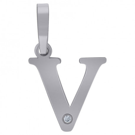 925 Sterling Silver Initial "V" Letter Pendant