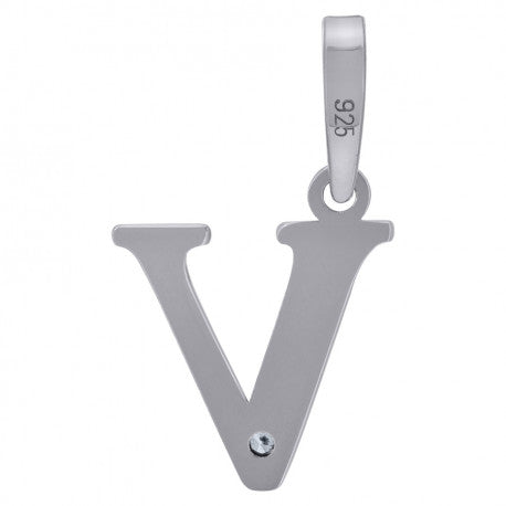 925 Sterling Silver Initial "V" Letter Pendant