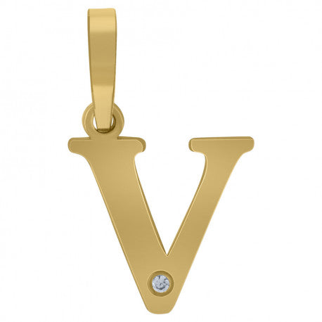 925 Sterling Silver Initial "V" Letter Pendant