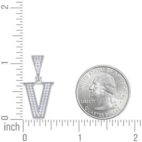 925 Sterling Silver Initial "V" Moissanite