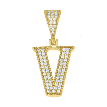 925 Sterling Silver Initial "V" Moissanite