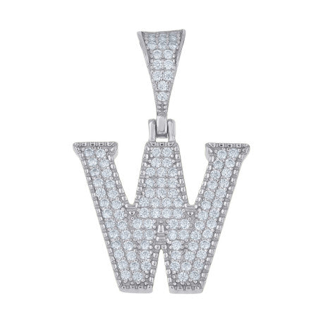 925 Sterling Silver Initial "W" Moissanite