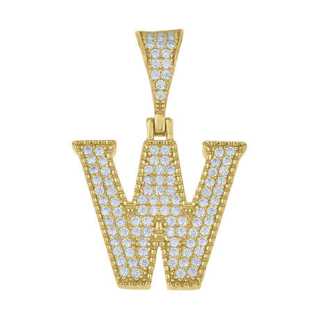 925 Sterling Silver Initial "W" Moissanite
