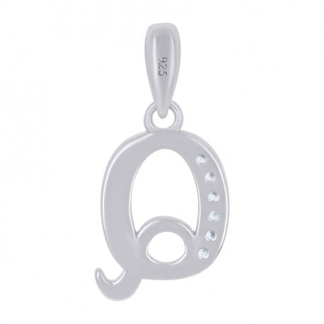 925 Sterling Silver Initial"Q" Pendant