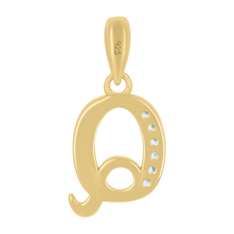 925 Sterling Silver Initial"Q" Pendant